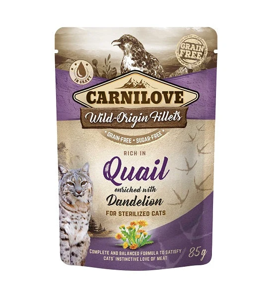 Expiry Date 23-Oct-26 Carnilove Quail with Dandelion for Sterilized Cats Wet Food - 85G