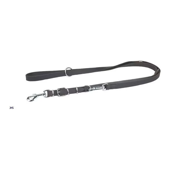Führleine aus Fettleder braun – 12 mm, 220 cm, 3-fach verstellbar