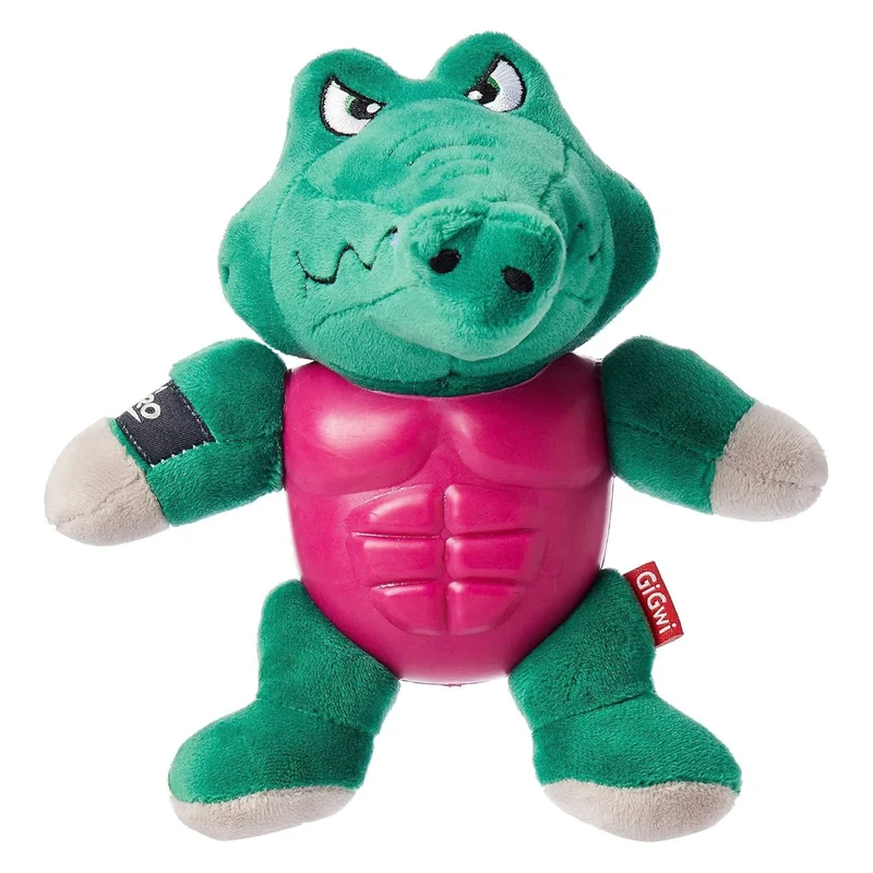 GiGwi I'm Hero Armor Alligator Plush & TPR Squeaker Dog Toy 20x19x12cm