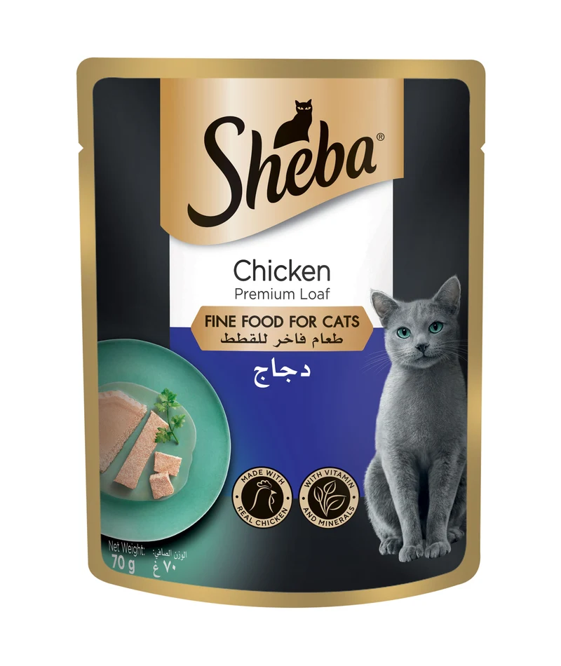 Sheba Fine Adult Wet Cat Food Pouch Chicken Premium Loaf 70G