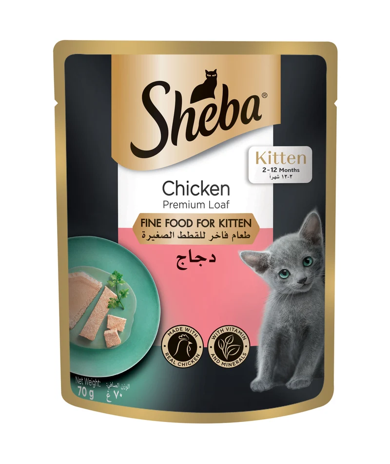 Sheba Fine Kitten Wet Cat Food Pouch Chicken Premium Loaf 70G