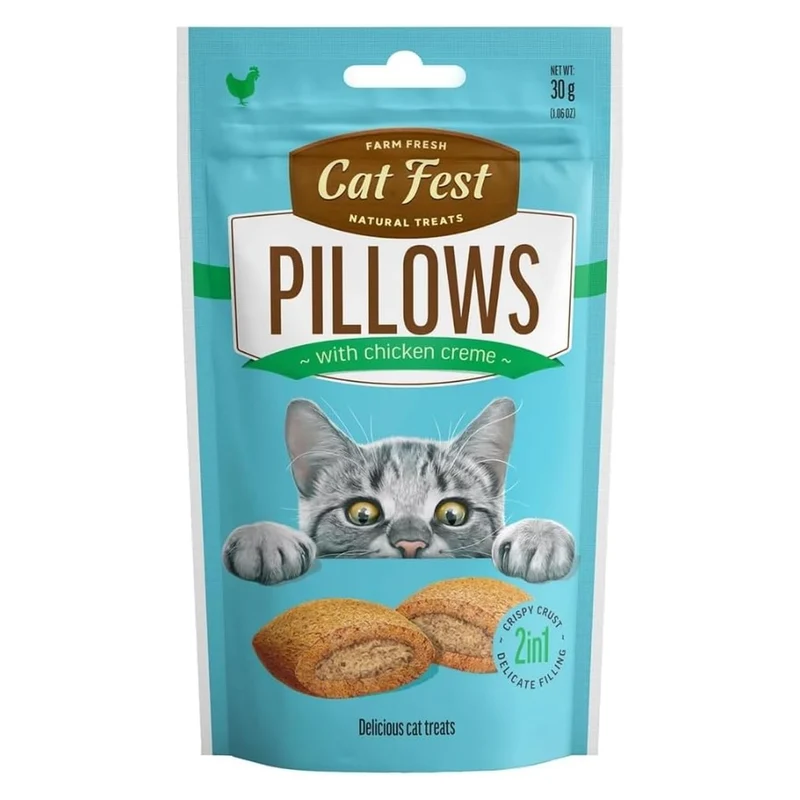 Cat Fest Natural Treats Pillows with Chicken Crème 2-in-1 Crunchy Cat Treats 30G