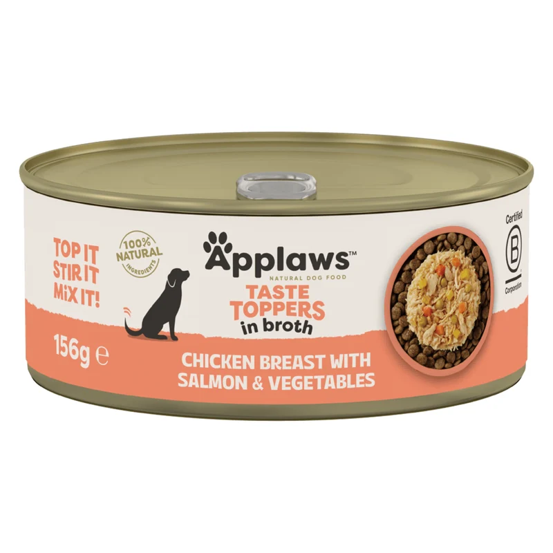 Applaws Taste Toppers Chicken Breast with Salmon & Vegetables in Broth Adult Dog Wet Food 156G