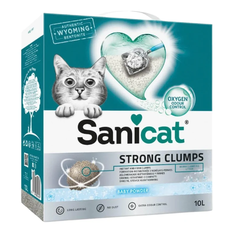 Sanicat Strong Clumps Baby Powder Bentonite Clumping Cat Litter 10KG
