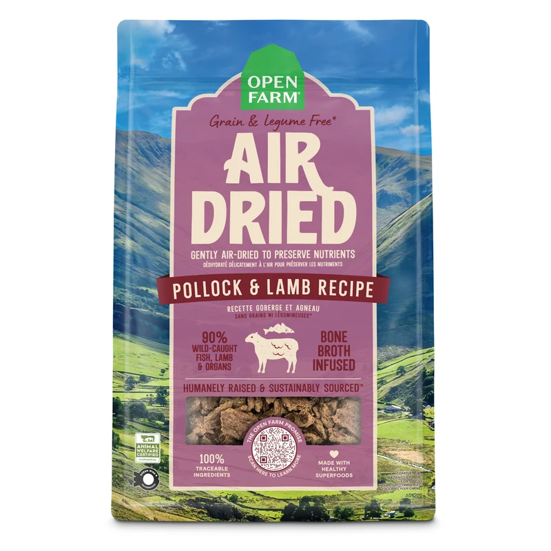 Expiry Date 23-Nov-26 Open Farm Air Dried Alaskan Pollock & Lamb Recipe Dry Dog Food - 1LB