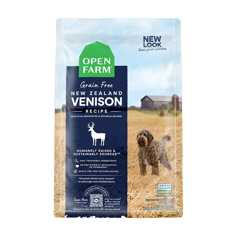 Expiry Date 09-Dec-26 Open Farm Grain Free New Zealand Venison Dry Dog Food - 1.81KG