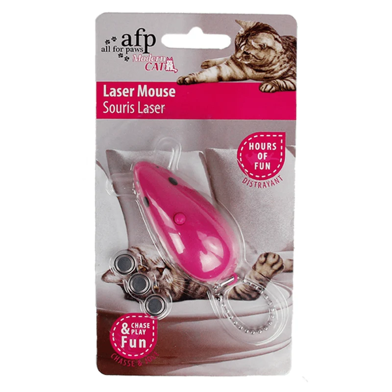 All For Paws Modern Cat Laser Mouse Interactive Laser Cat Toy Pink 8x8x5cm