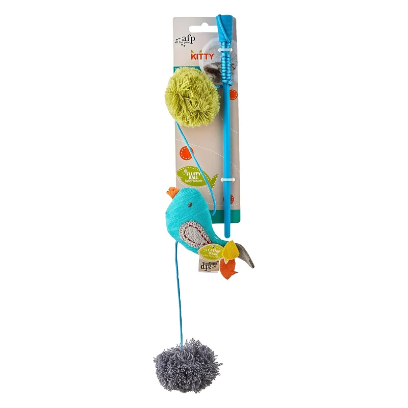 All For Paws Kitty Wand Bird Teaser Cat Toy Turquoise 92x12.5x3.5cm