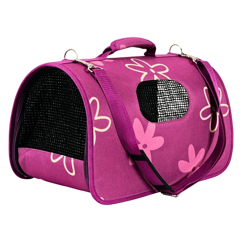 Zolux Flower Waterproof Pet Carrier With Removable Bottom - Plum