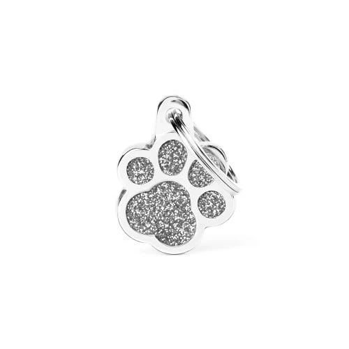 My Family Shine Glitter Paw ID Tag - GREY/2X2CM