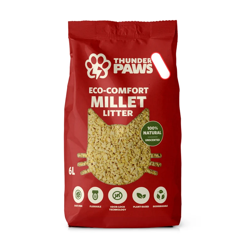 Thunder Paws Eco-Comfort Millet Unscented Clumping Cat Litter - 2.5KG