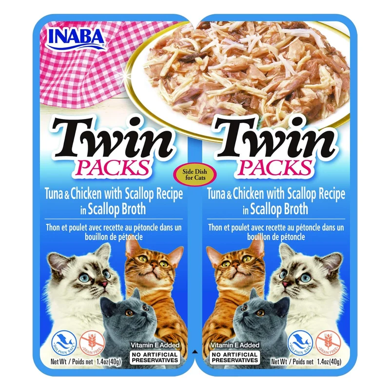 Inaba Twin Pack Tuna & Chicken Recipe In Scallop Broth Wet Cat Food 2x40G