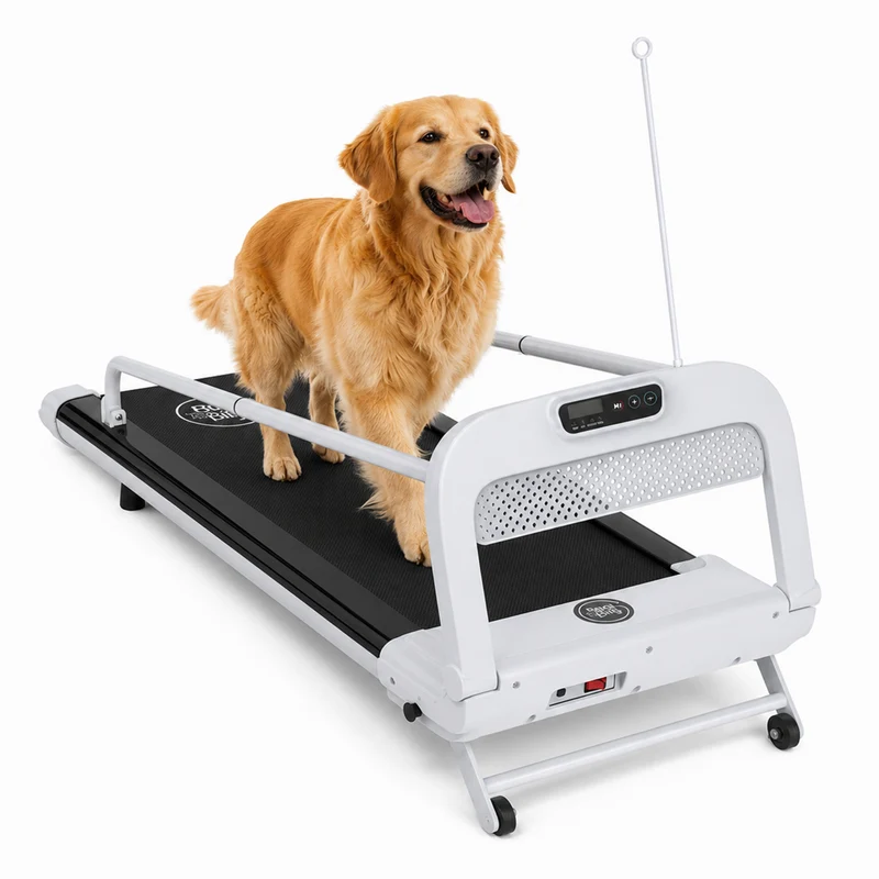 Bud & Billy Quiet & Movable Indoor Large Dog Treadmill With Monitor, Tracker & Remote Control 130x53x45cm - White