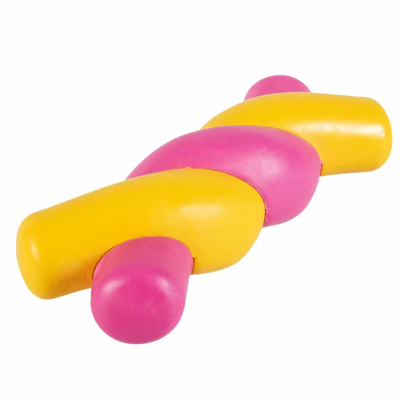Ebi Coockoo Twisted S'Mores Dog Chew & Fetch Toy - Yellow & Pink/18.5x7.5x5.5cm