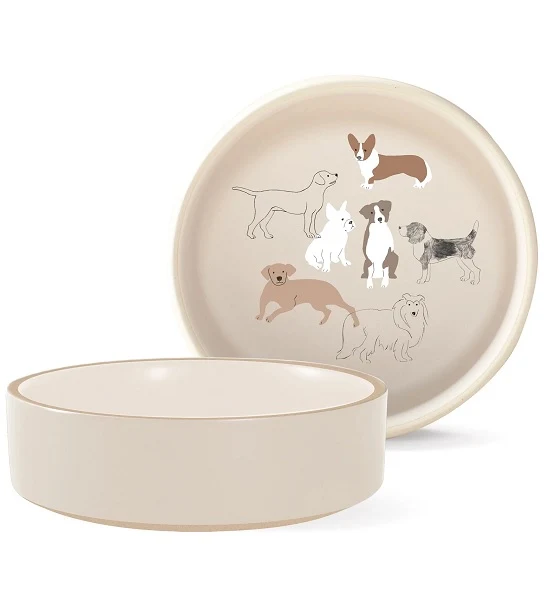 PetShop by Fringe Studio Pencil Dogs Minimal Stoneware Pet Bowl 17x6cm