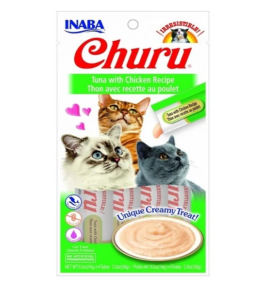Inaba Churu Grain Free Tuna with Chicken Recipe Cat Treat 4x14g