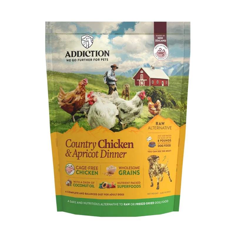 Addiction Country Chicken & Apricot Dinner Air-Dried Dog Food 910G
