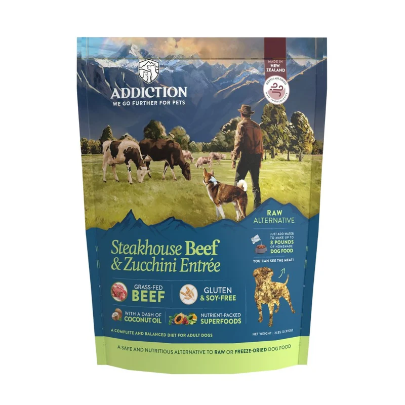 Addiction Steakhouse Beef & Zucchini Entree Grain-Free Air-Dried Dog Food 910G