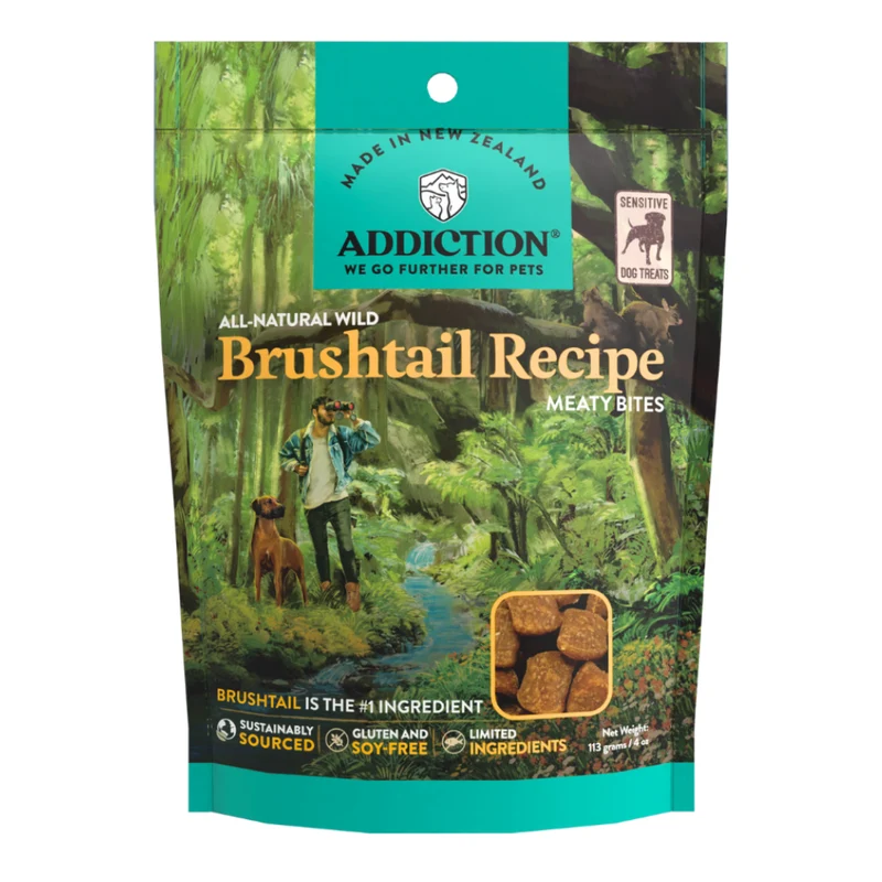 Addiction Brushtail Meaty Bites Limited Ingredients Grain-Free Dog Treats 4OZ