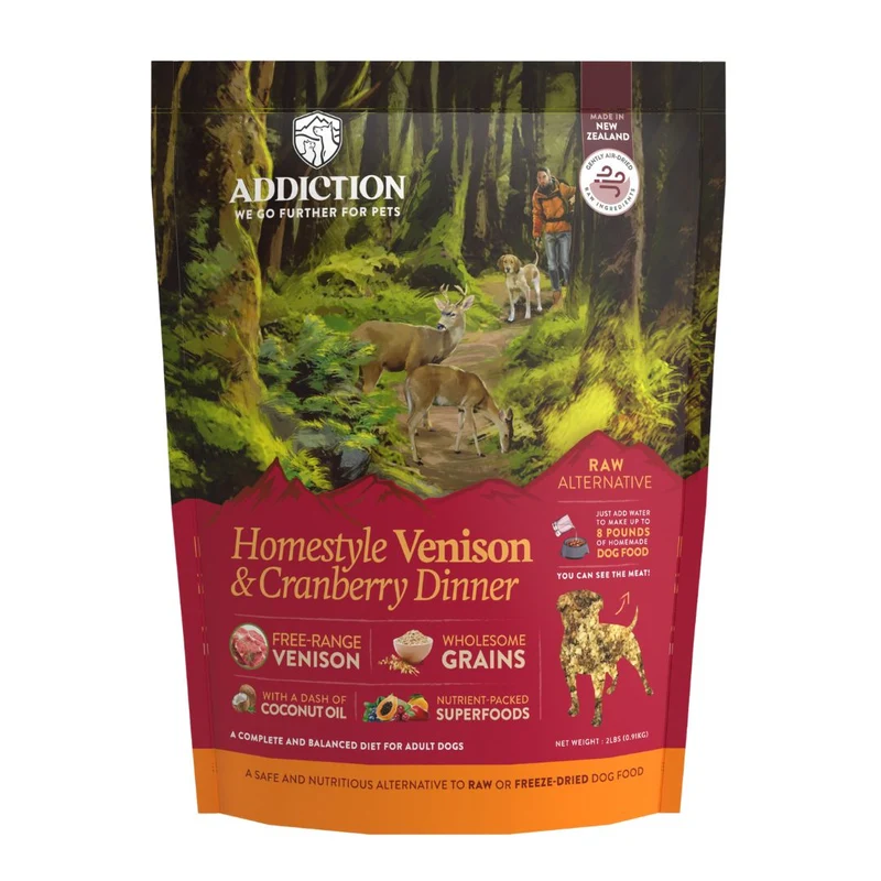 Addiction Homestyle Venison & Cranberry Dinner Air-Dried Dog Food 910G
