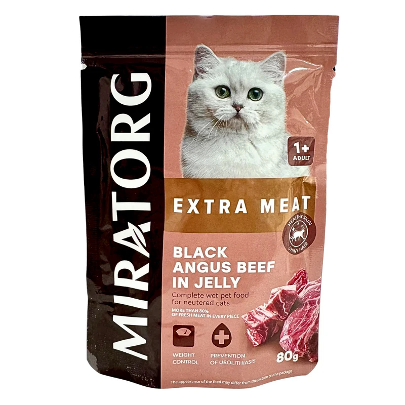 Miratorg EXTRA MEAT With Black Angus Beef in Jelly Cat Wet Food