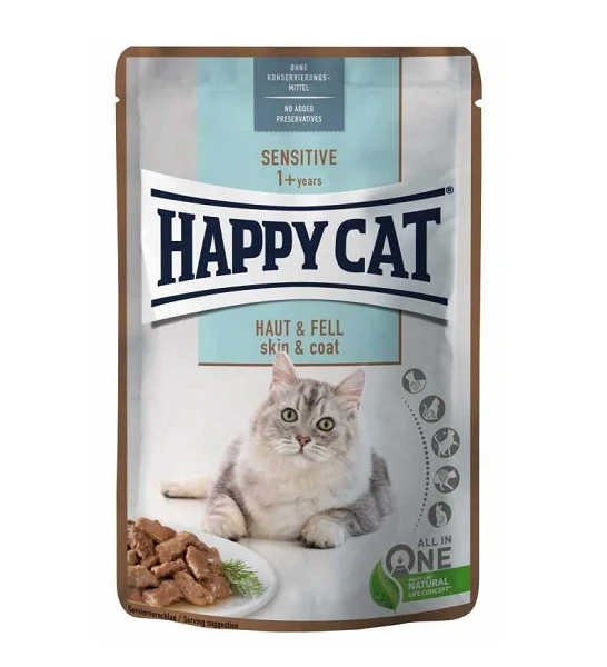 Happy Cat Meat in Sauce Sensitive Skin & Coat 85G