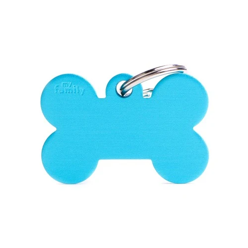 My Family Basic Aluminum Bone ID Tag - LIGHT BLUE/SMALL