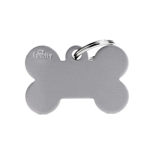 My Family Basic Aluminum Bone ID Tag - GREY/SMALL