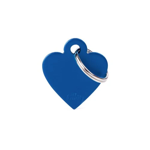 My Family Basic Aluminum Pink Heart ID Tag - BLUE/SMALL
