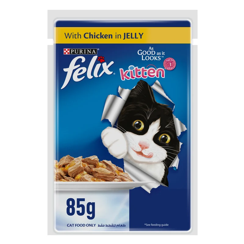 PURINA Felix Kitten as Good as it Looks Chicken in Jelly Pouch Wet Food 85G