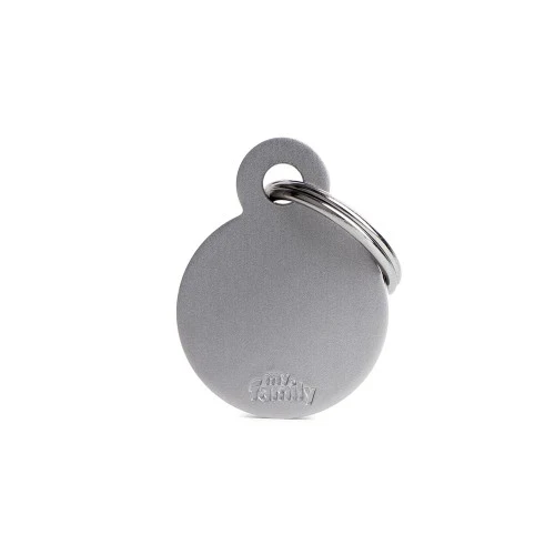 My Family Basic Aluminum Round ID Tag - GREY/SMALL