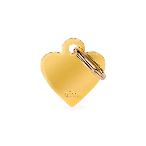My Family Basic Small Heart Plated Brass ID Tag - GOLD/2.5X2.8CM