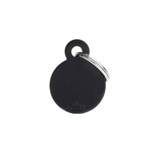 My Family Basic Aluminum Round ID Tag - BLACK/SMALL