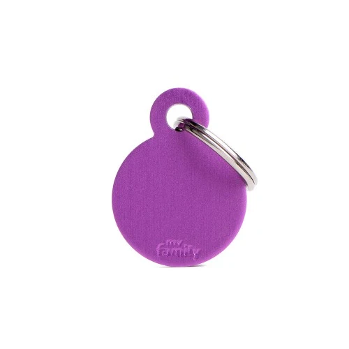 My Family Basic Aluminum Round ID Tag - PURPLE/SMALL