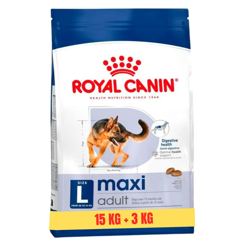 Royal Canin Size Health Nutrition Maxi Adult Dry Dog Food 15+3KG Promo Bag