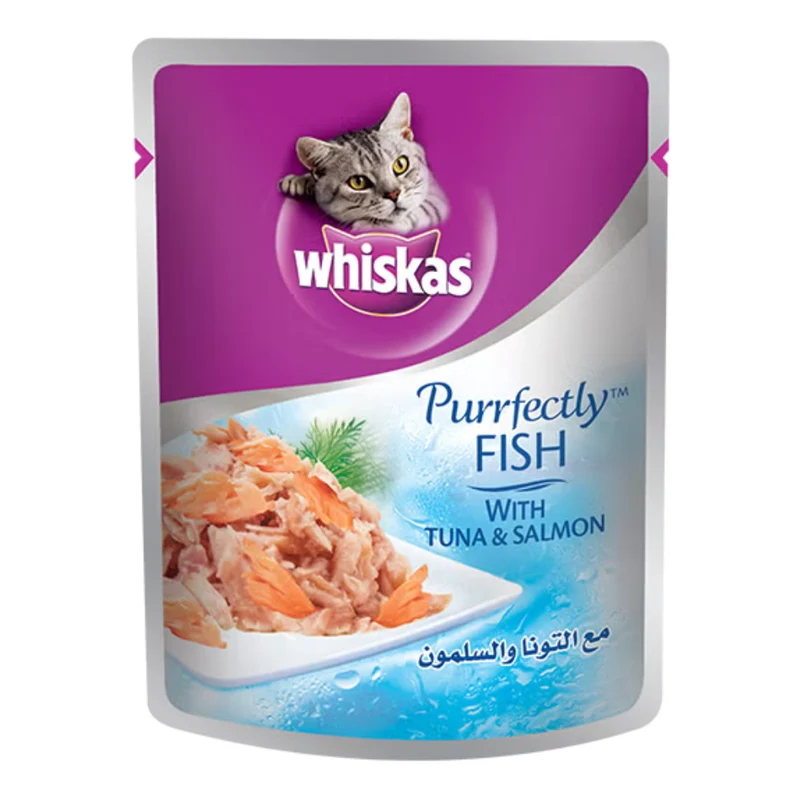Whiskas 1+ Years Purrfectly Fish Tuna & Salmon in Jelly Adult Wet Cat Food 85G