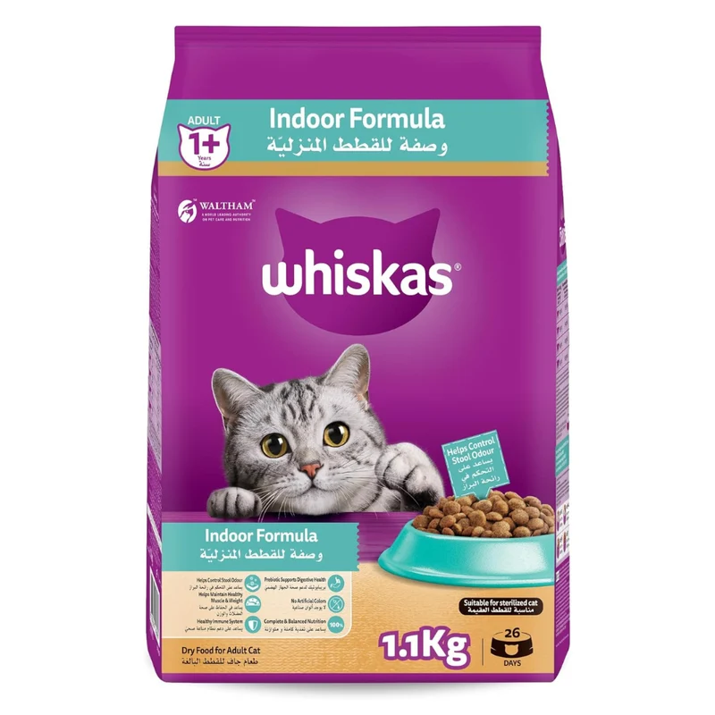 Whiskas 1+ Years Indoor Formula Adult Dry Cat Food 1.1KG