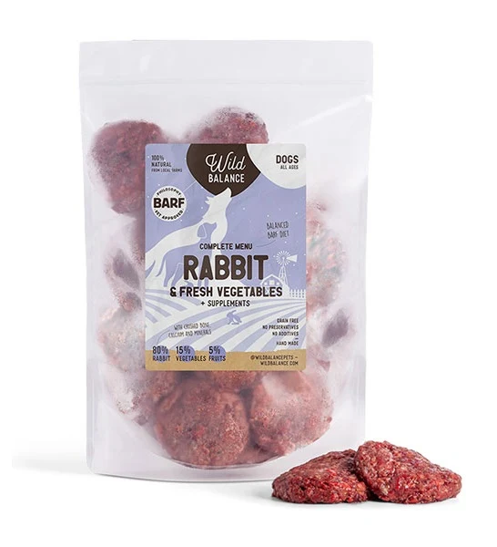 Wild Balance Complete BARF Menu Rabbit Raw Food for Dogs 1KG