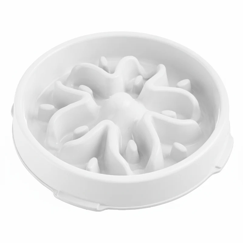 XDPC Slow Feeder Anti-Choke Maze Round Dog Bowl 28.2x28.2x5.6cm White