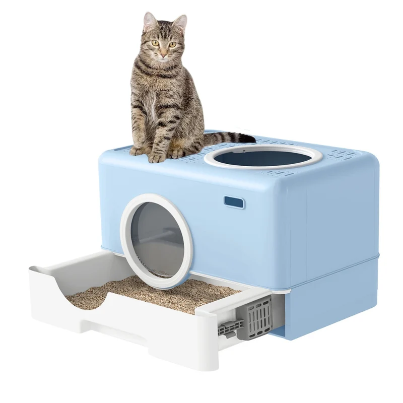 XDPC Modern Enclosed Cat Litter Box With Drawer System & Two-Way Entry 52.1x40.9x38.5cm