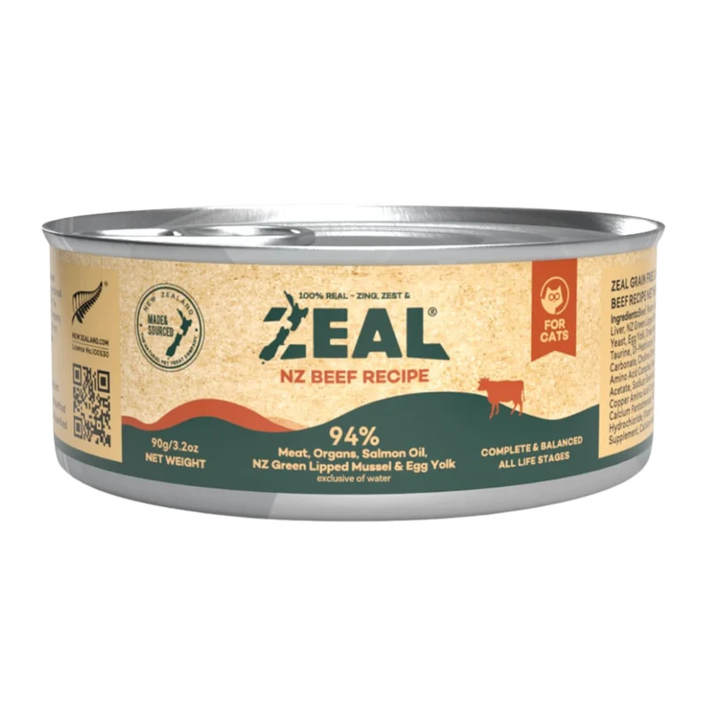 Zeal Grain Free Beef Recipe Wet Cat Food 90G
