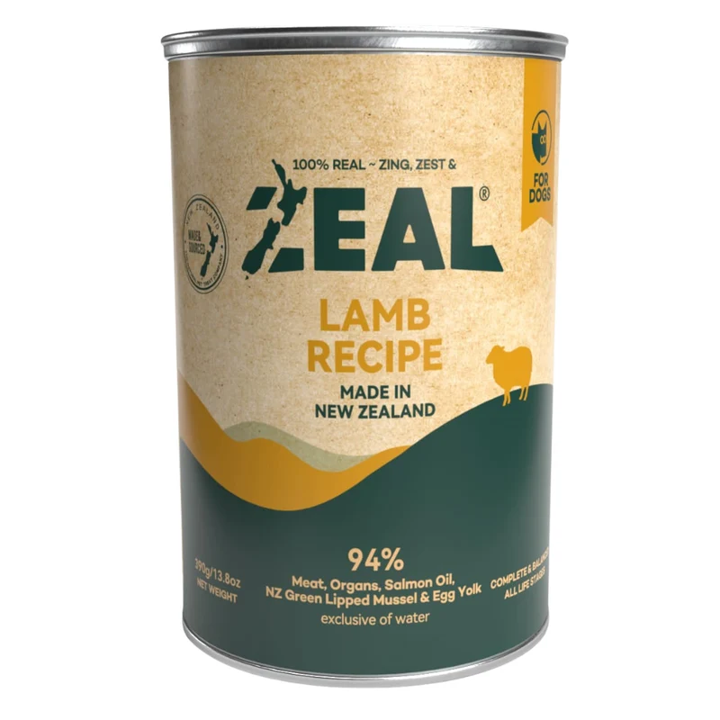 Zeal Grain Free Lamb Recipe Wet Dog Food 390G