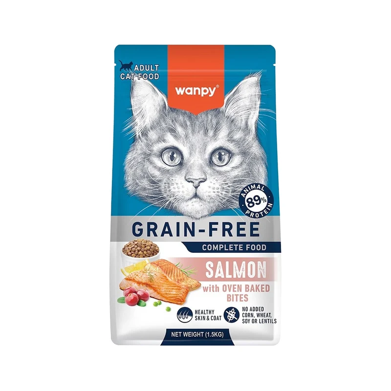 Wanpy Grain Free Complete Salmon Recipe Dry Cat Food 1.5Kg