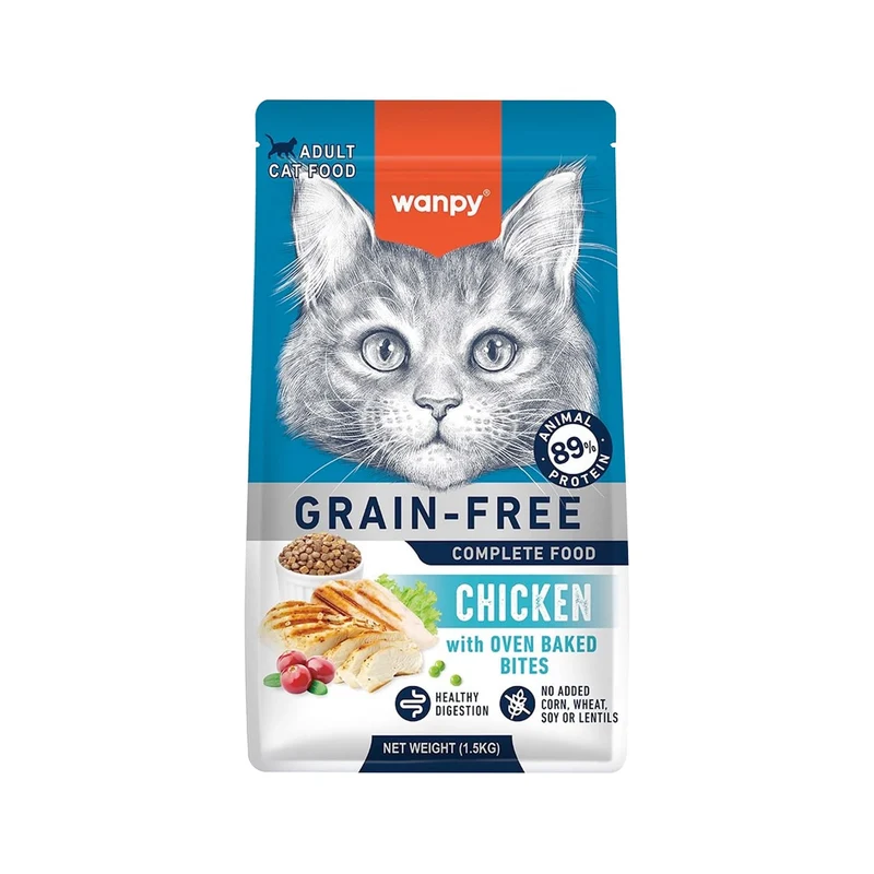 Wanpy Grain Free Complete Chicken Recipe Dry Cat Food 1.5Kg