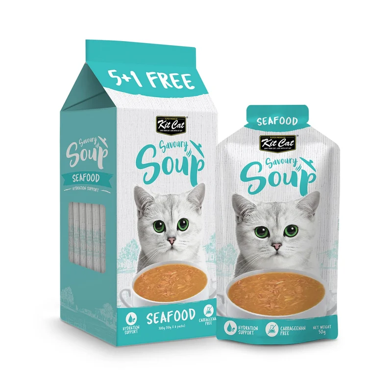 Kit Cat Savoury Soup Seafood Wet Cat Food 6x50G