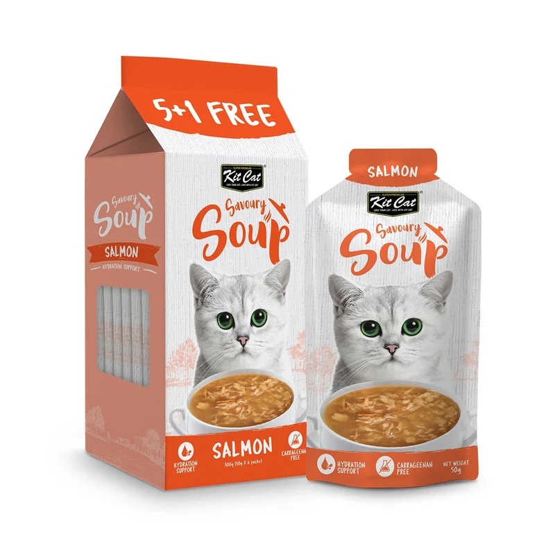 Kit Cat Savoury Soup Salmon Wet Cat Food 6x50G