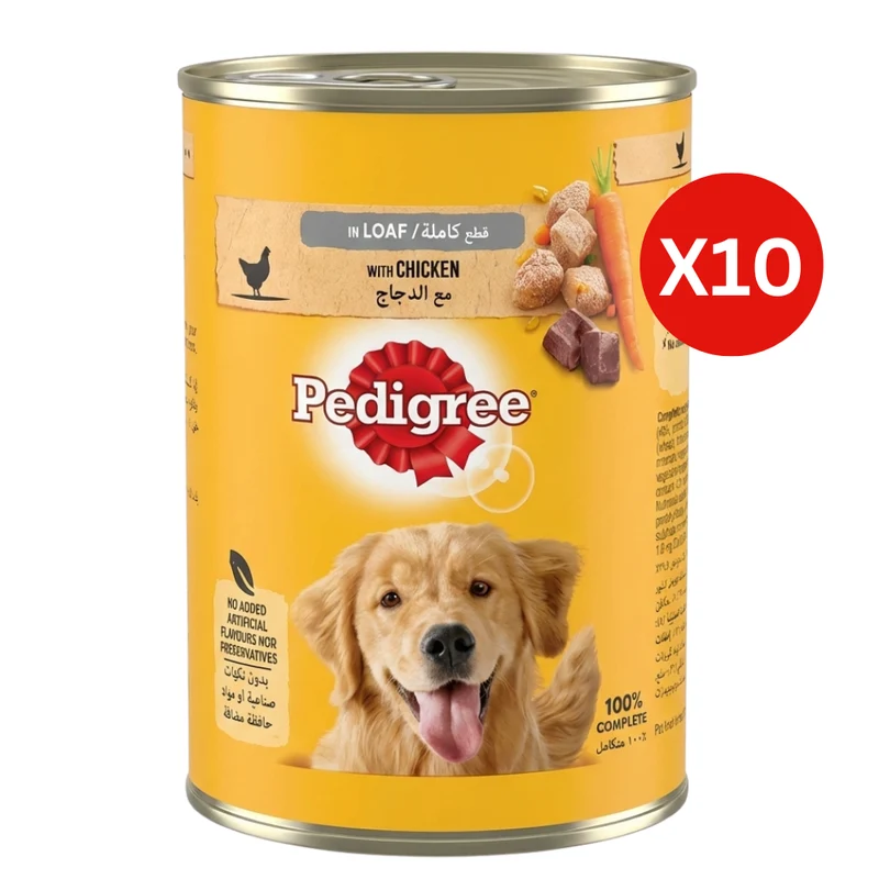 Pedigree Chicken in Loaf Wet Dog Food 400G - Pack of 10