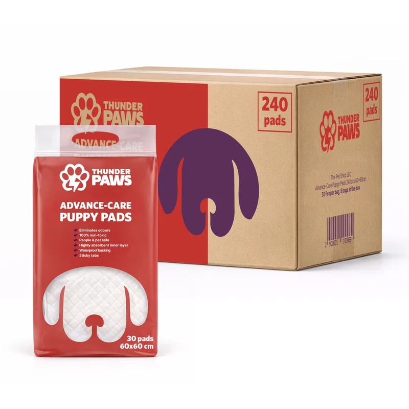 Thunder Paws Advance-Care Puppy & Kitten Pads 60x60cm Value Pack 240 Pads