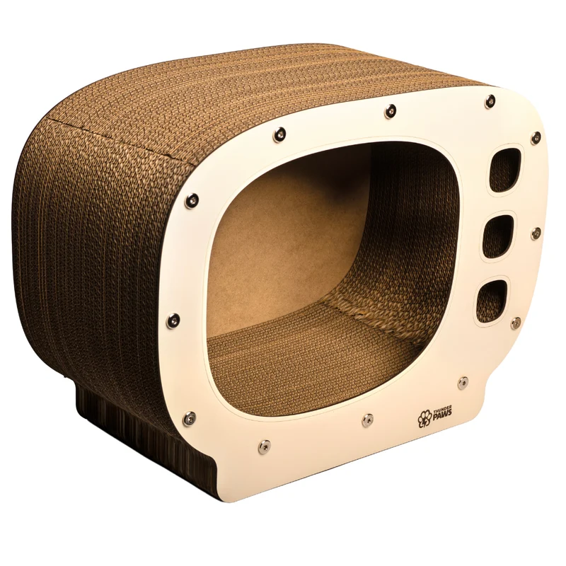 Thunder Paws Telly Cat Scratcher 50x39x27cm - Creamy White