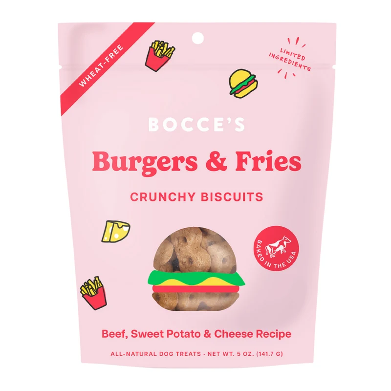 Bocce's Bakery Burgers & Fries Biscuits Dog Treat 5oz